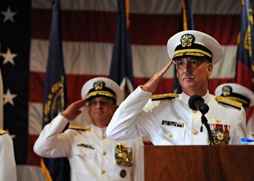 Change of command ceremony at Naval Station Norfolk