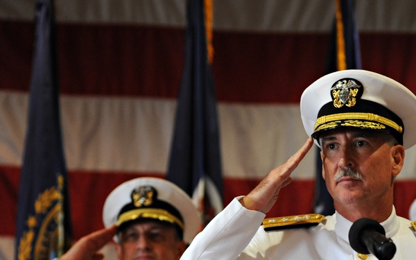 Change of command ceremony at Naval Station Norfolk