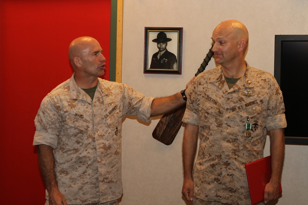 Maj. Christopher Dolson receives Navy Commendation Medal