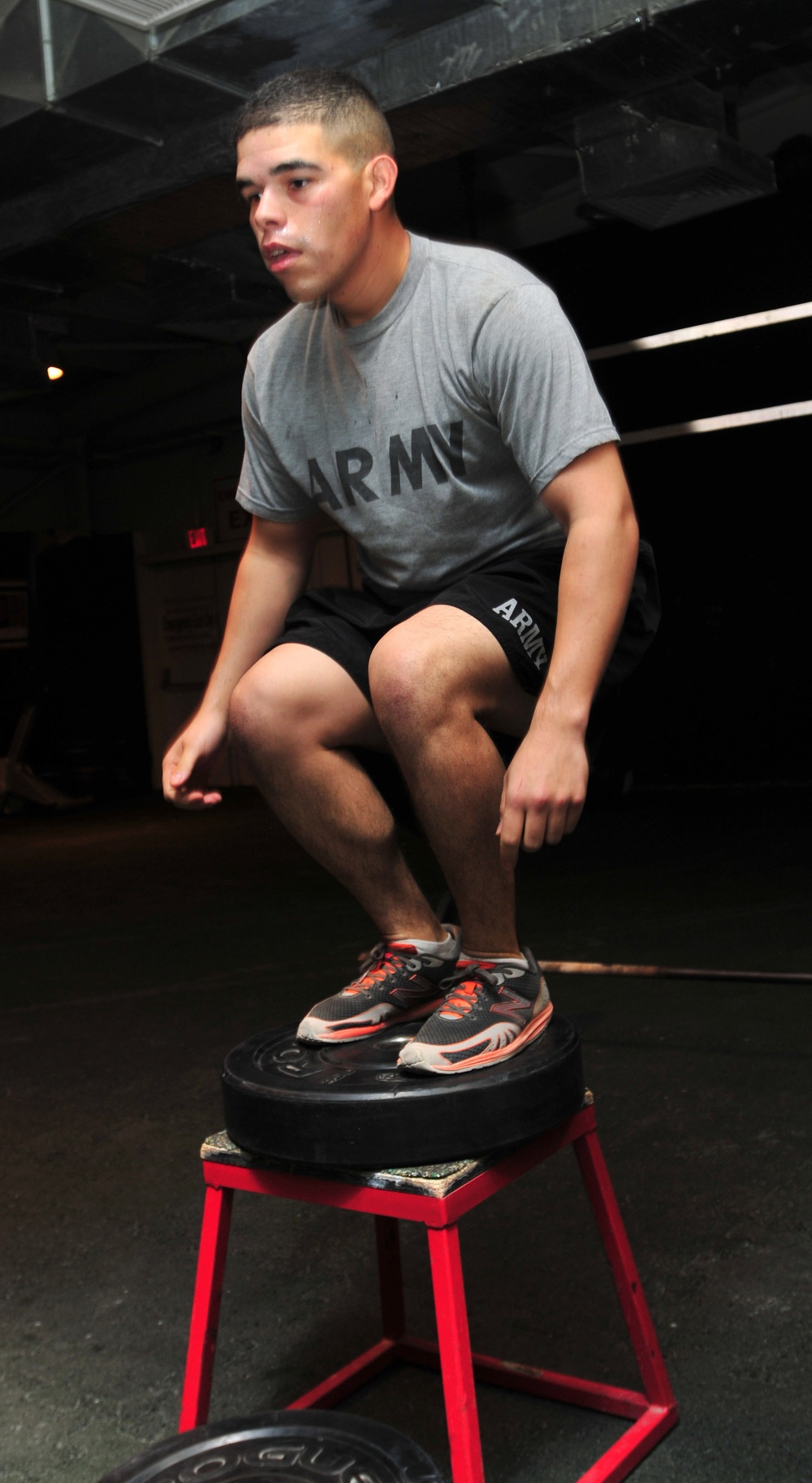 Soldier demonstrates box jumps