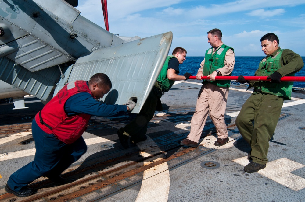 Flight operations aboard USS Mustin