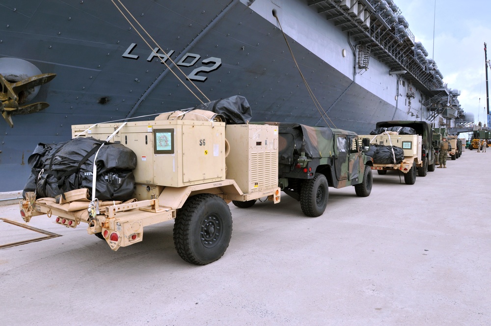 31st MEU vehicles and support gear at White Beach Naval Facility