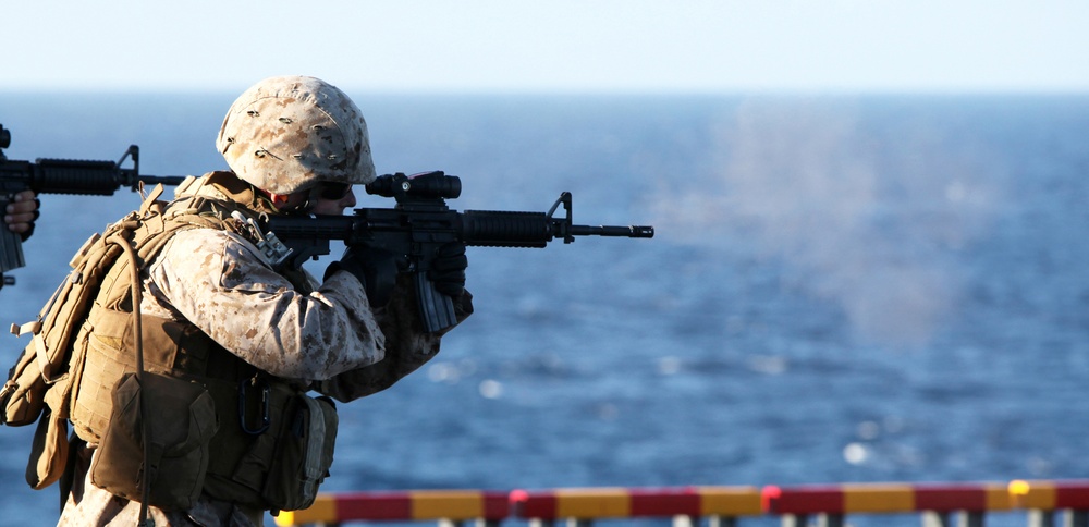 MP shooting range at sea