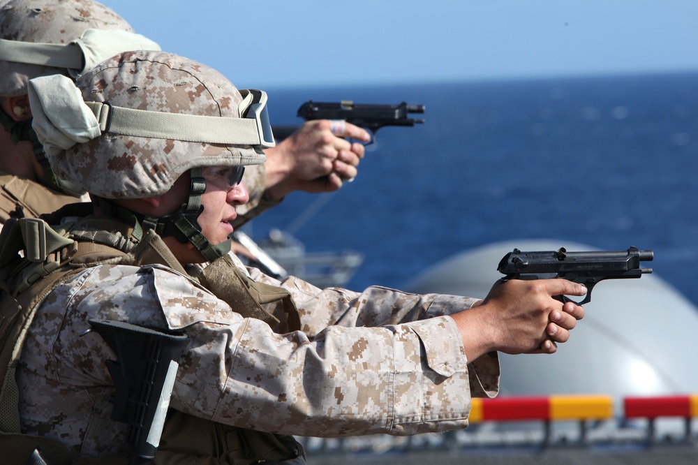 MP shooting range at sea