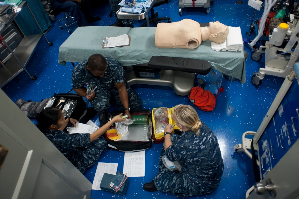 USS John C. Stennis sailors prep for medical response