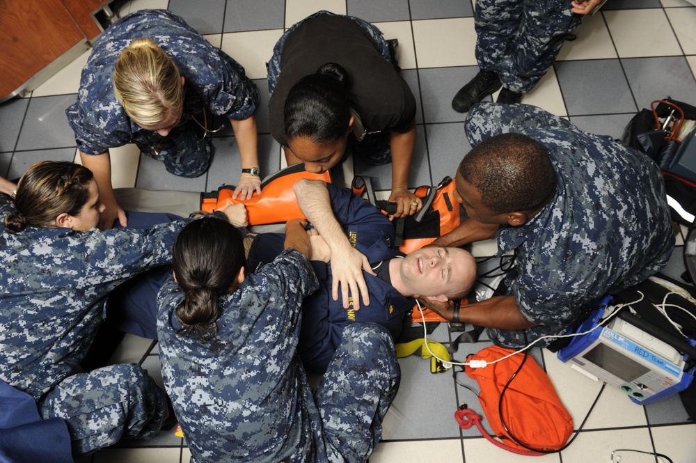 Emergency medical drill aboard USS John C. Stennis