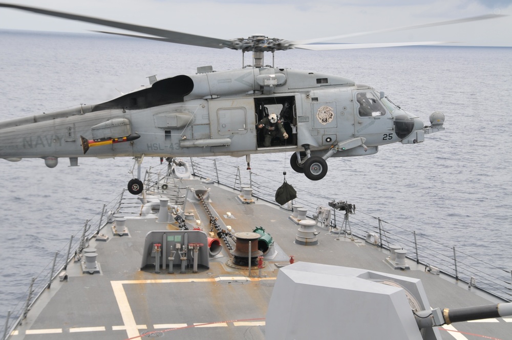 USS Howard vertical replenishment training