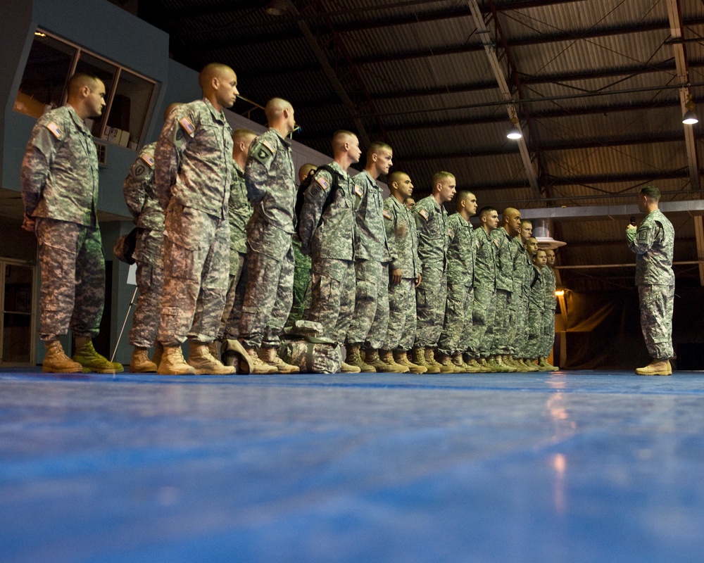 Warriors fall in for pre-combat check