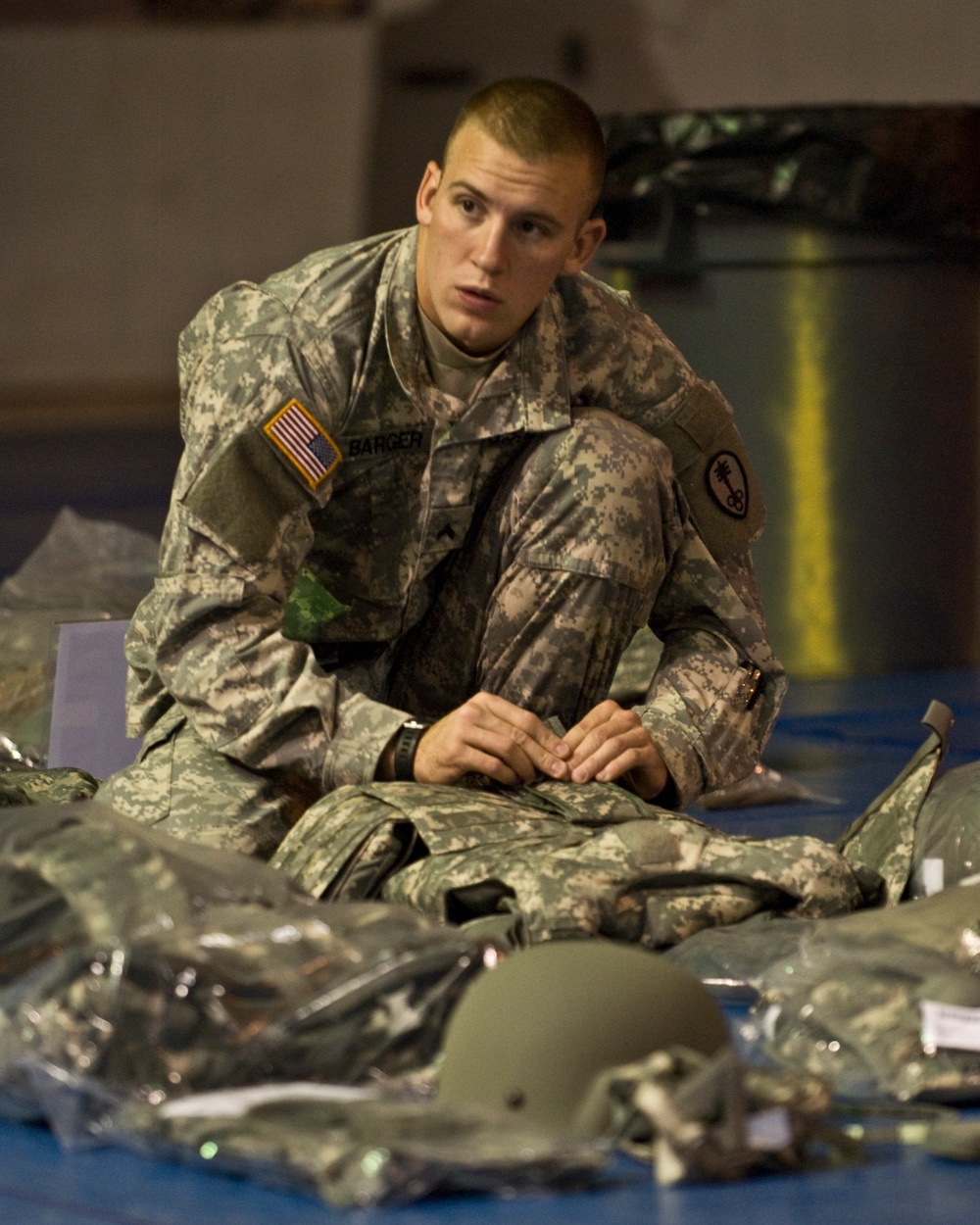 Barger conducts pre-combat check of his gear