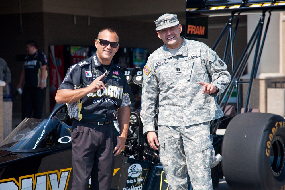 Third Army soldier meets NHRA Top Fuel driver