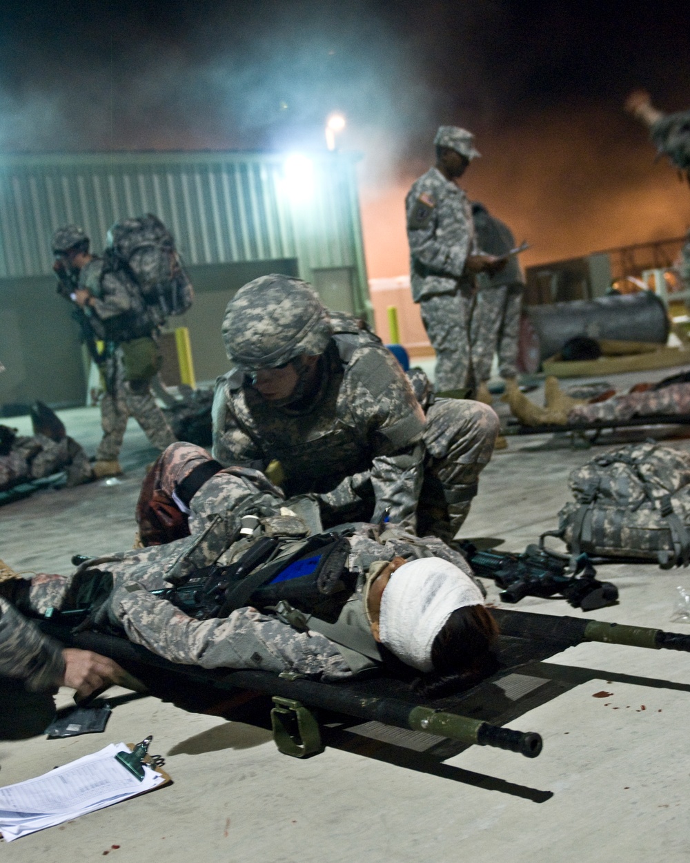 Barger slides soldier on stretcher
