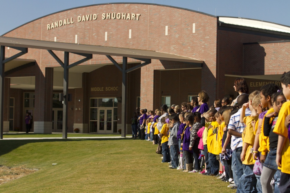 Students at Shughart Schools dedication