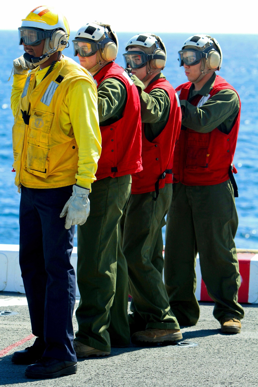 Marines, sailors participate in a fire fighting exercise