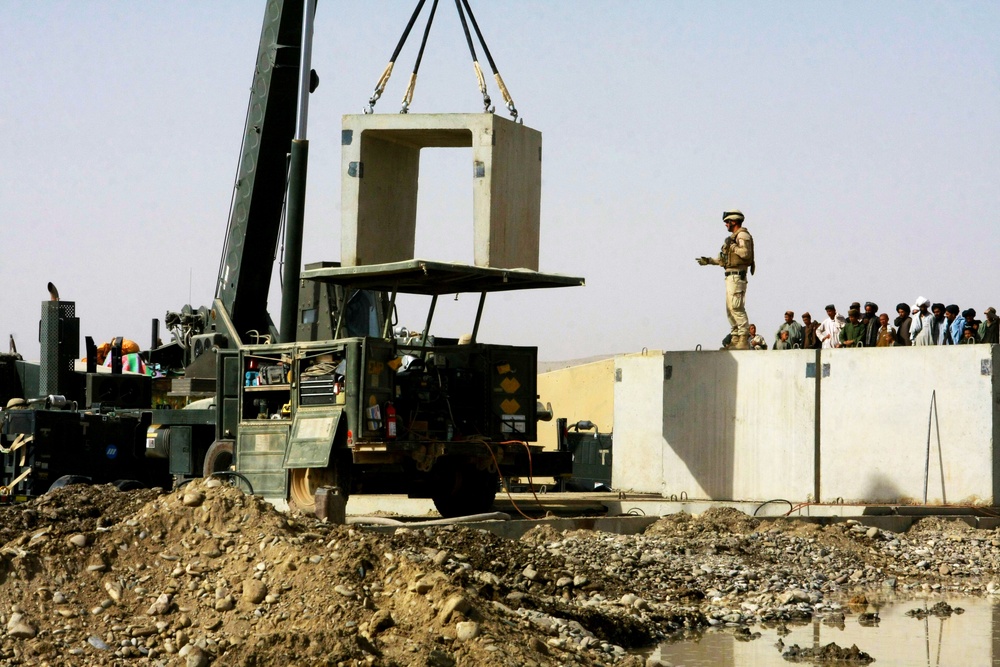 Wadi crossing construction in Musa Qala