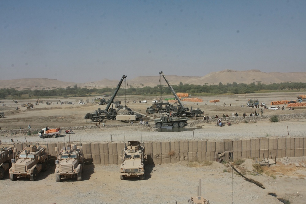 Wadi crossing construction in Musa Qala