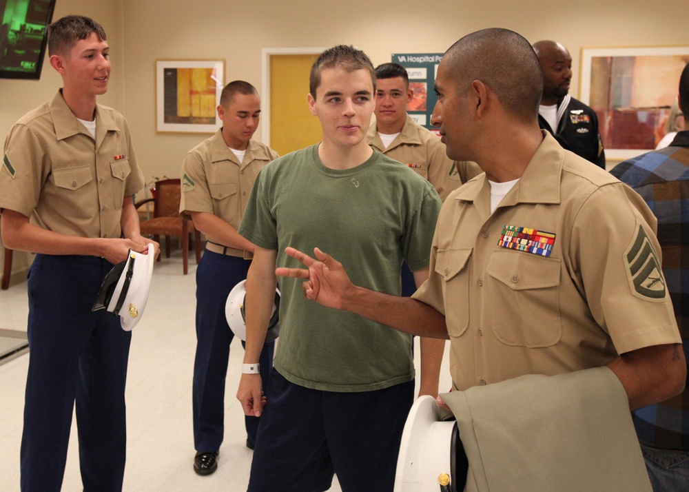 Marines, sailors visit Palo Alto Veterans Hospital