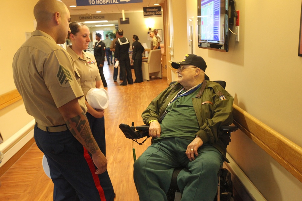 Marines, sailors visit VA hospital patients