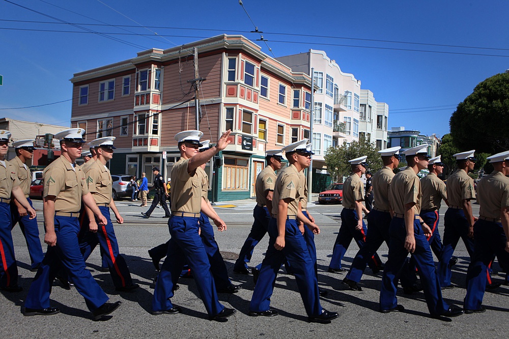 Marines march through San Francisco in Italian Heritage Parade