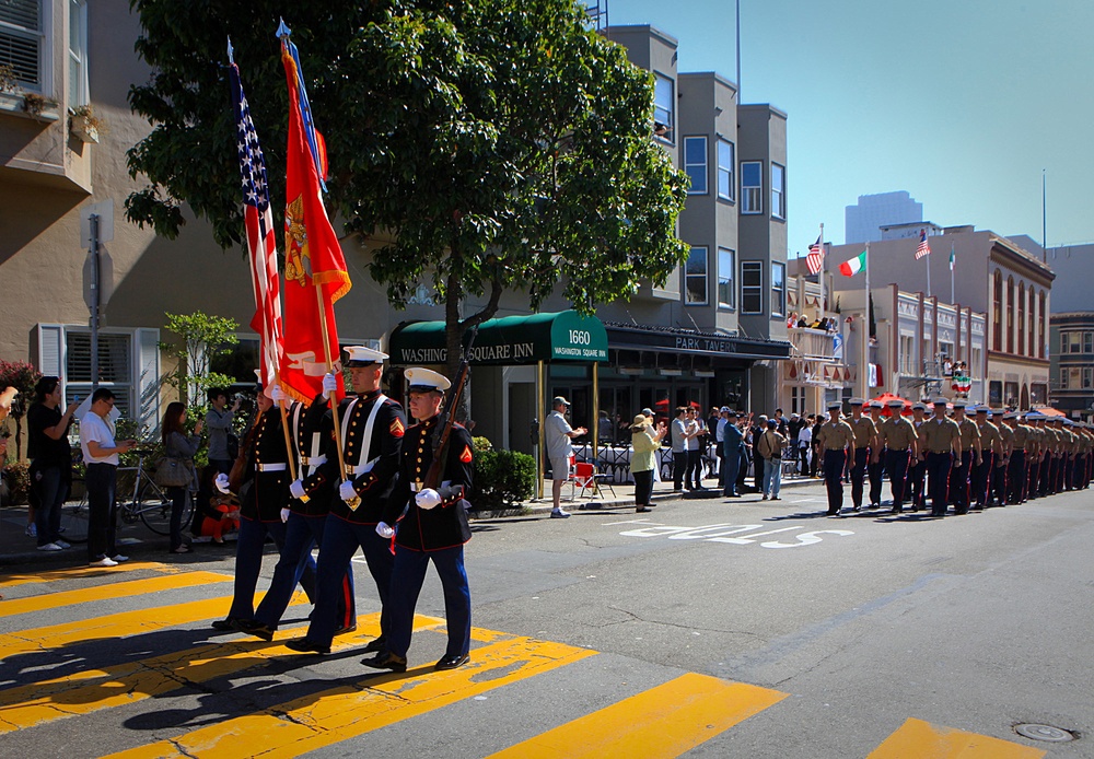 Marines march through San Francisco in Italian Heritage Parade