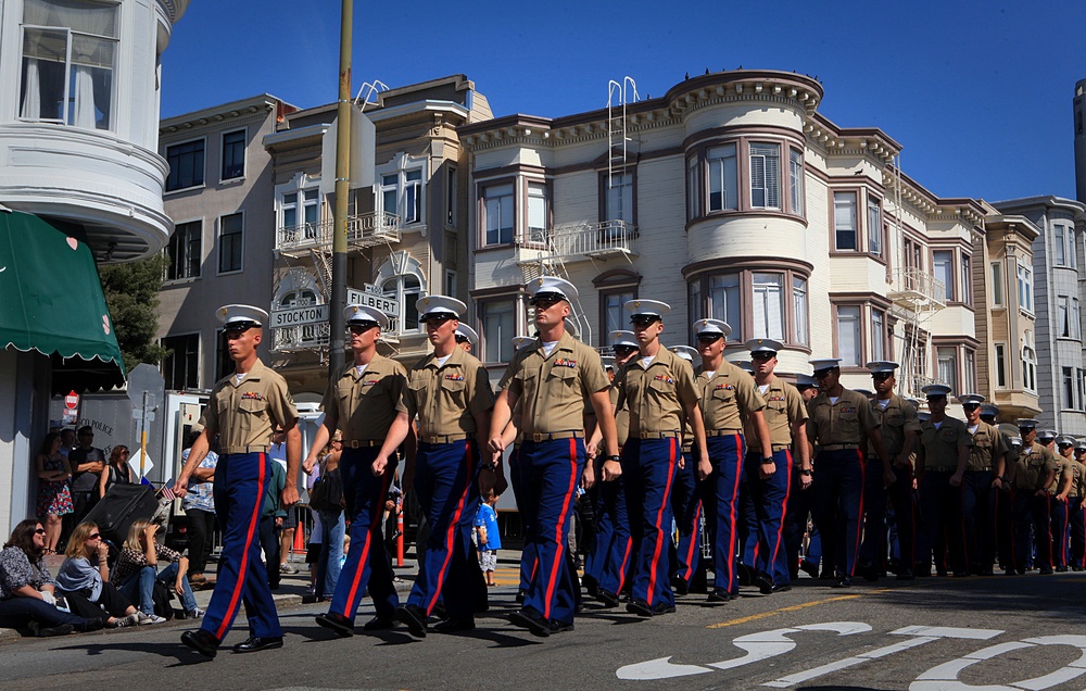 Marines march through San Francisco in Italian Heritage Parade