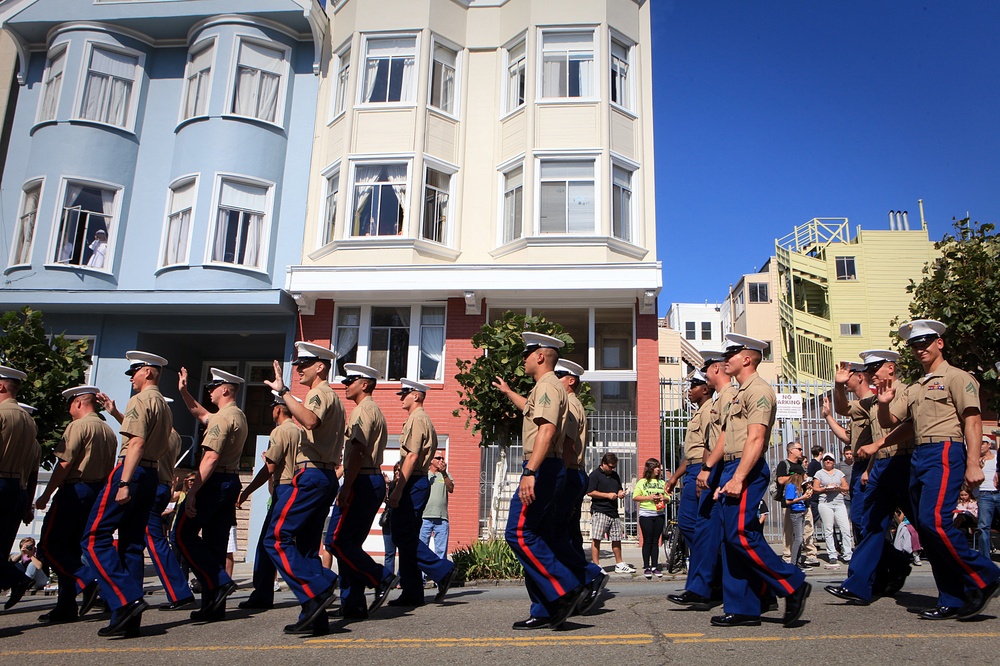 Marines march through San Francisco in Italian Heritage Parade