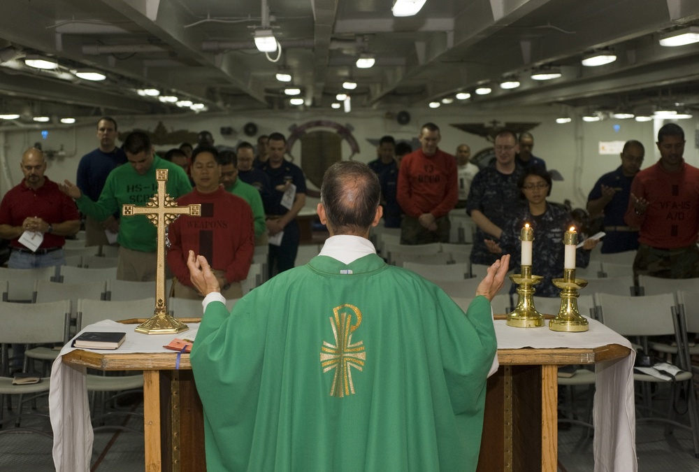 Catholic Mass service aboard USS George Washington