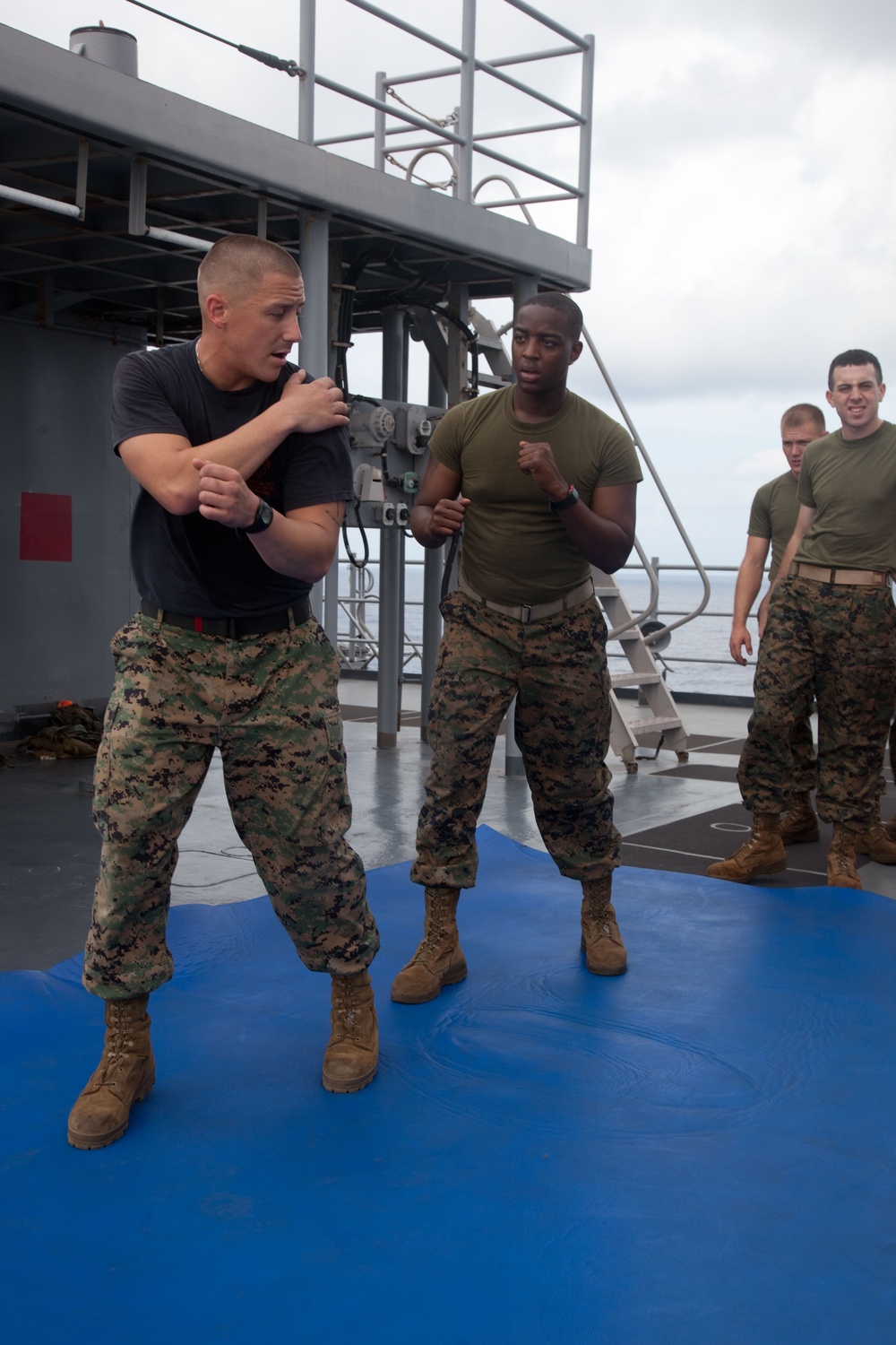 Martial arts training aboard USS Oak Hill