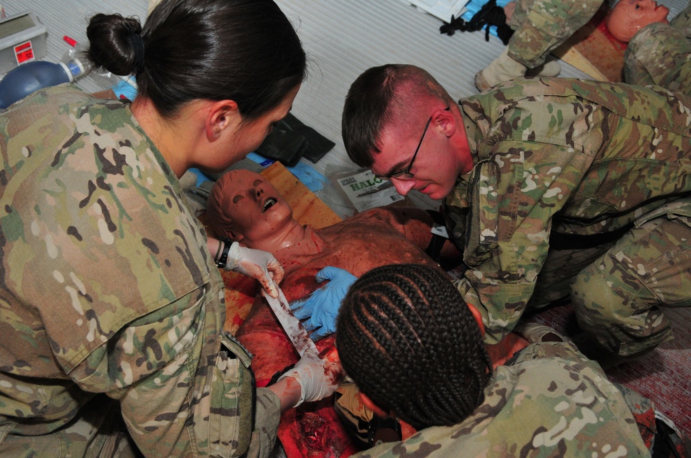 Medical staff simulate saving lives