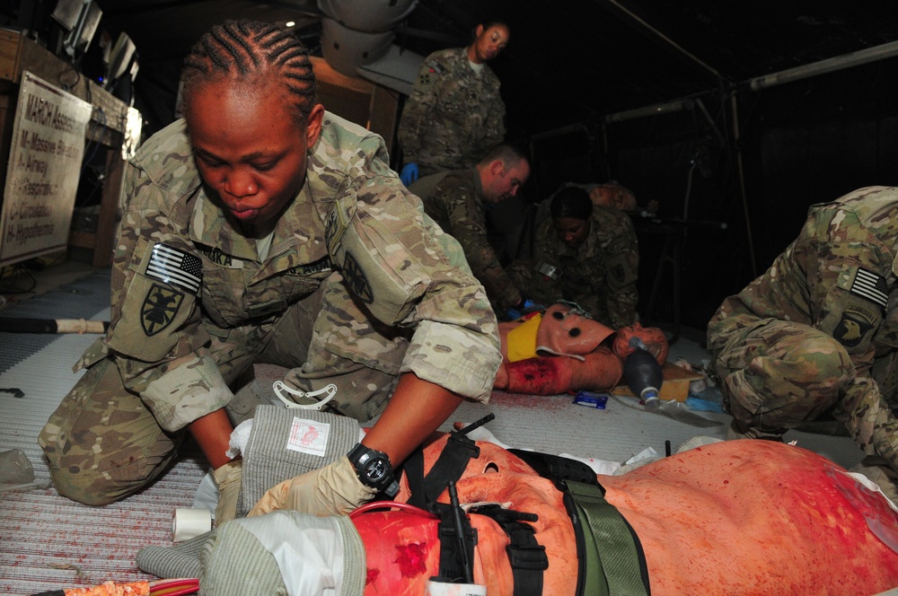 Medical staff simulate saving lives