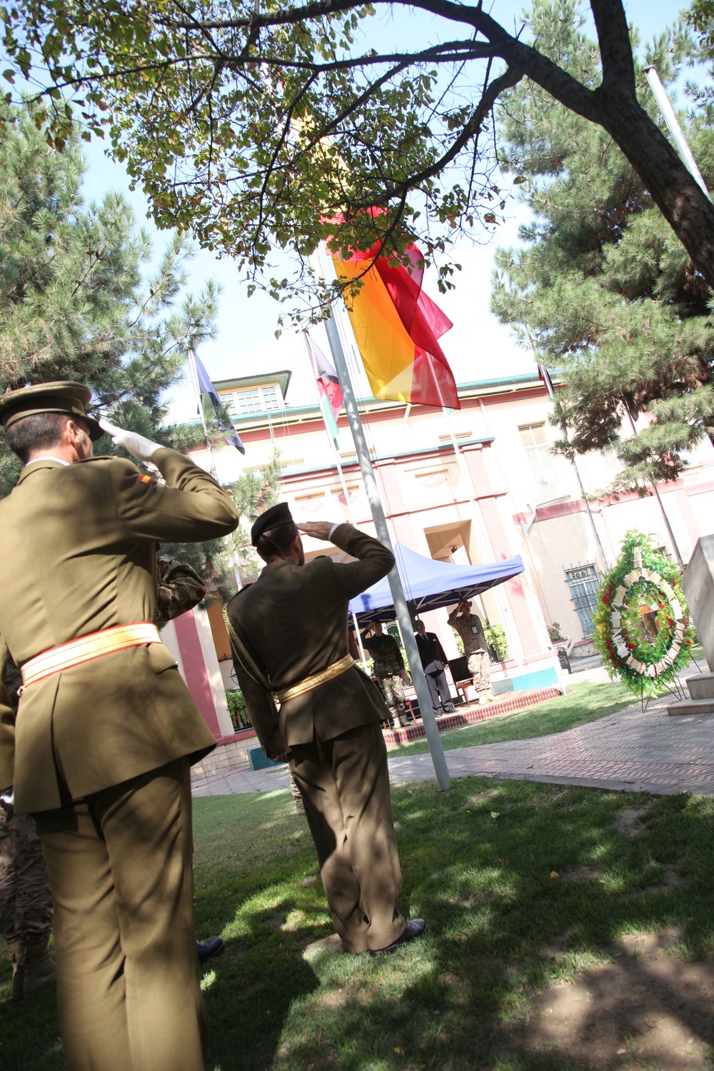 Spanish troops honor the fallen during national day ceremony in Kabul