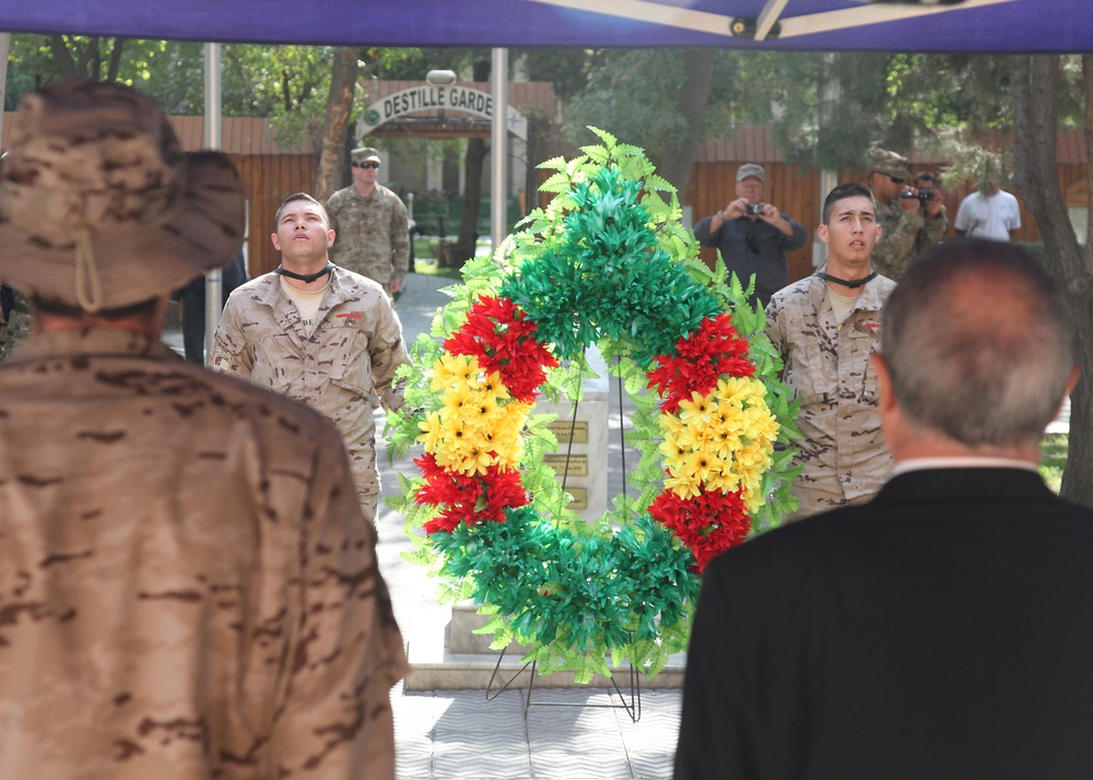 Spanish troops honor the fallen during national day ceremony in Kabul