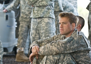 Winslow waits patiently between combatives matches