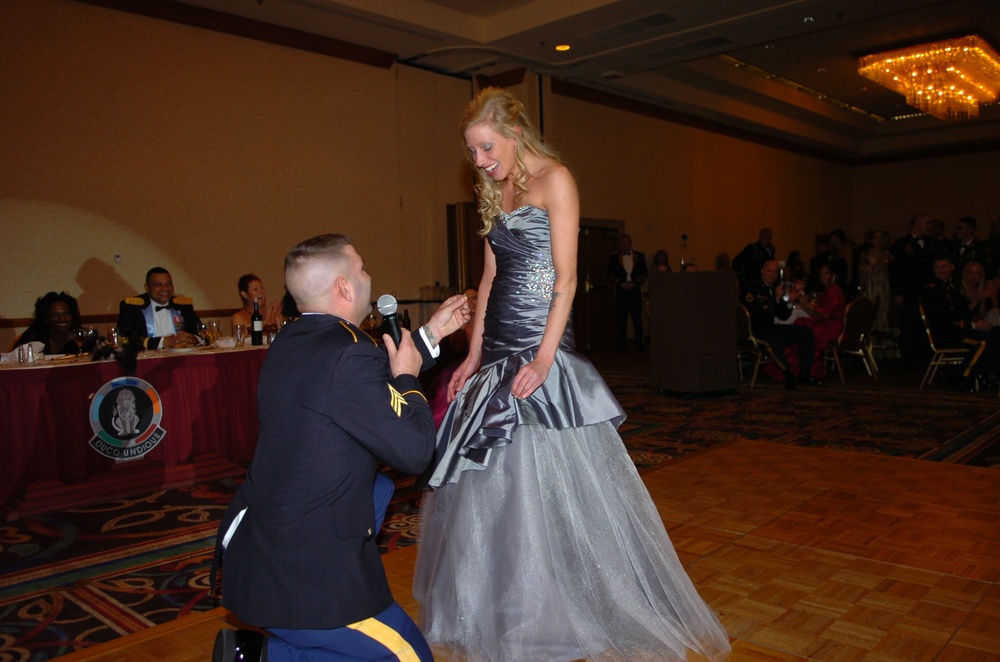 Heartfelt proposal during battalion ball