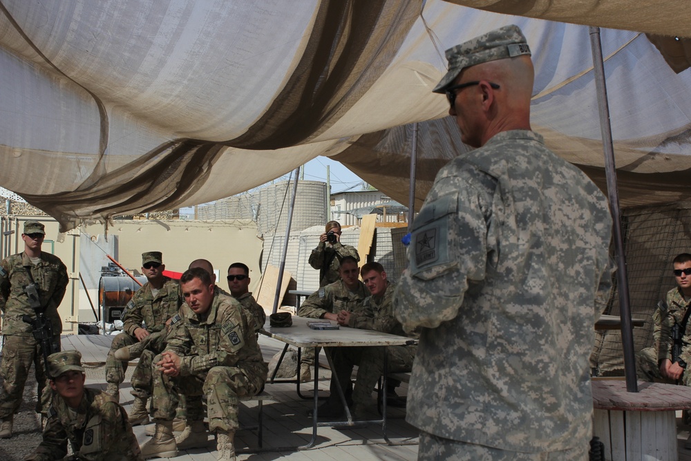 National Guard CSM visits deployed troops