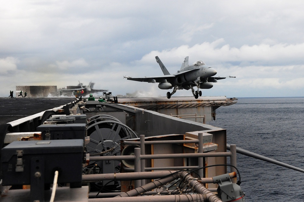 USS Ronald Reagan flight operations continue