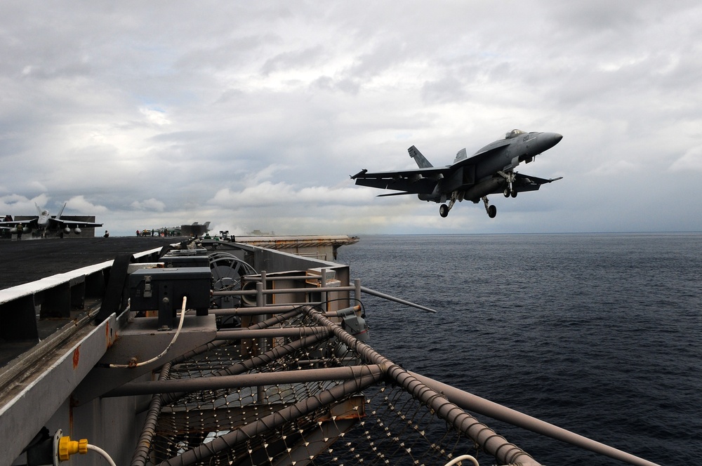 USS Ronald Reagan flight operations continue