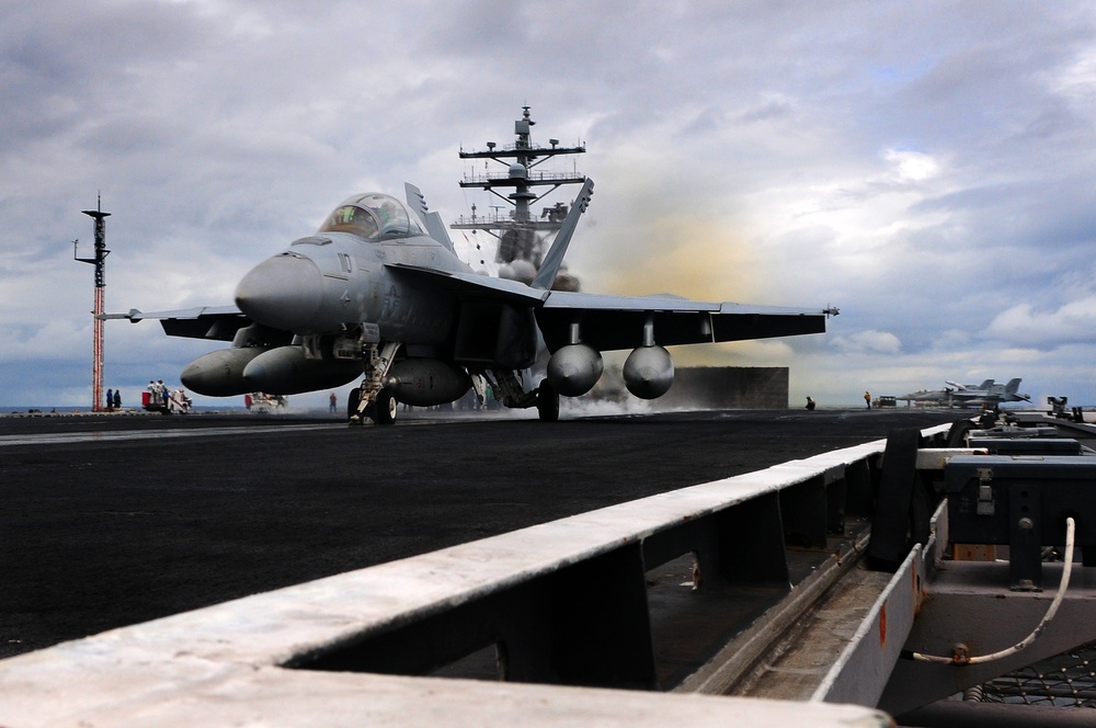 USS Ronald Reagan flight operations continue