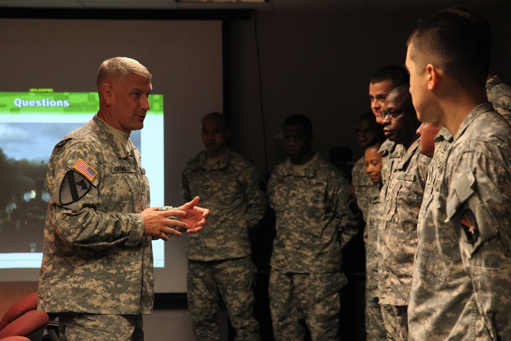 Sgt. Maj. of the Army Raymond Chandler III visits 55th Signal Company (Combat Camera)