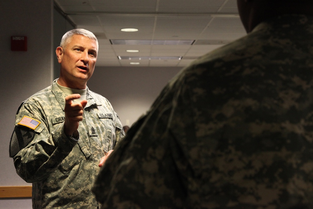 Sgt. Maj. of the Army Raymond Chandler III visits 55th Signal Company (Combat Camera)