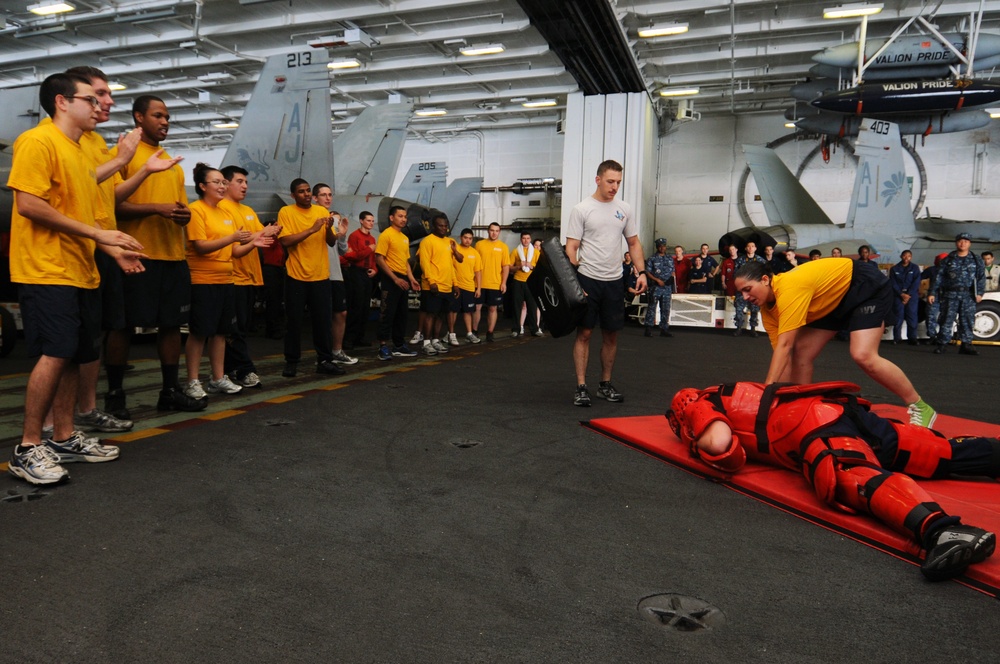 Security training exercise aboard USS George H.W. Bush