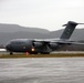 A C-17 Globemaster III taxis to pick up supplies for earthquake victims in eastern Turkey