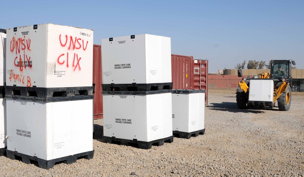 Equipment leaving Iraq saves tax dollars while soldiers return home, materials are redistributed