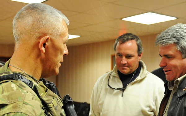 Regional Command (South) commander briefs congressman before tour of the battle space