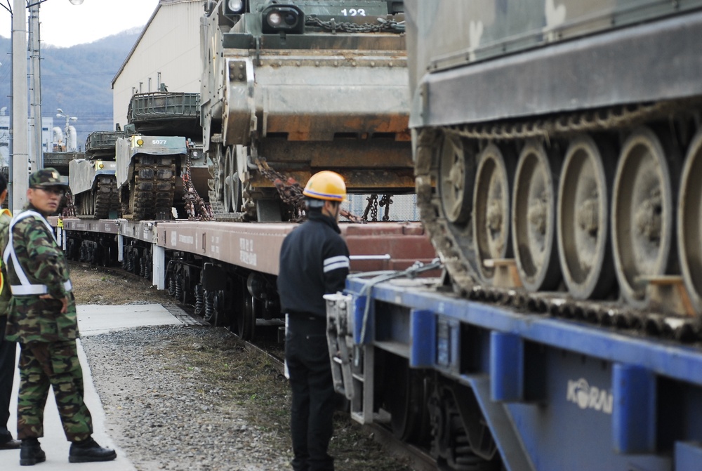 Republic of Korea's army conduct rail operations