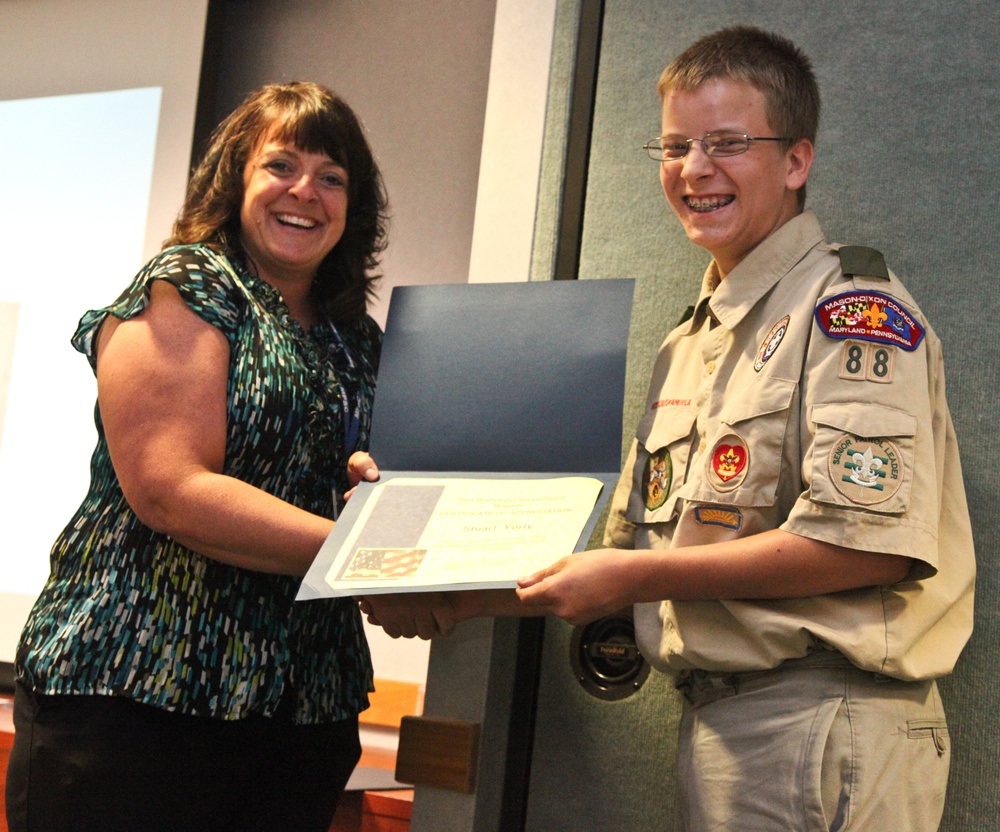 Boy Scouts receive awards for care packages