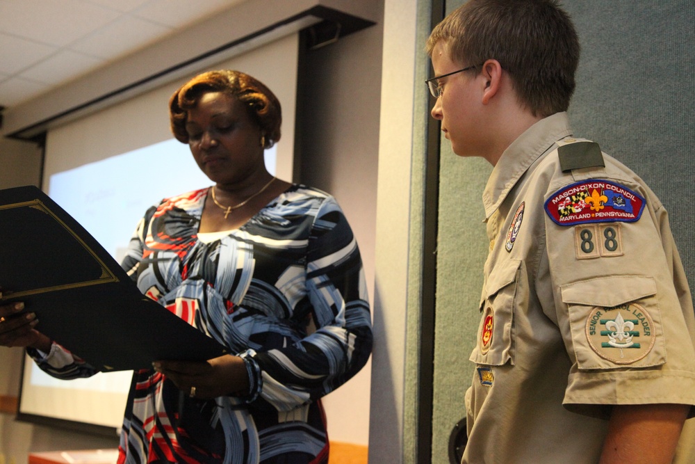 Boy Scouts receive awards for care packages