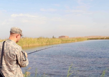 Soldiers enjoy desert fishing during deployment