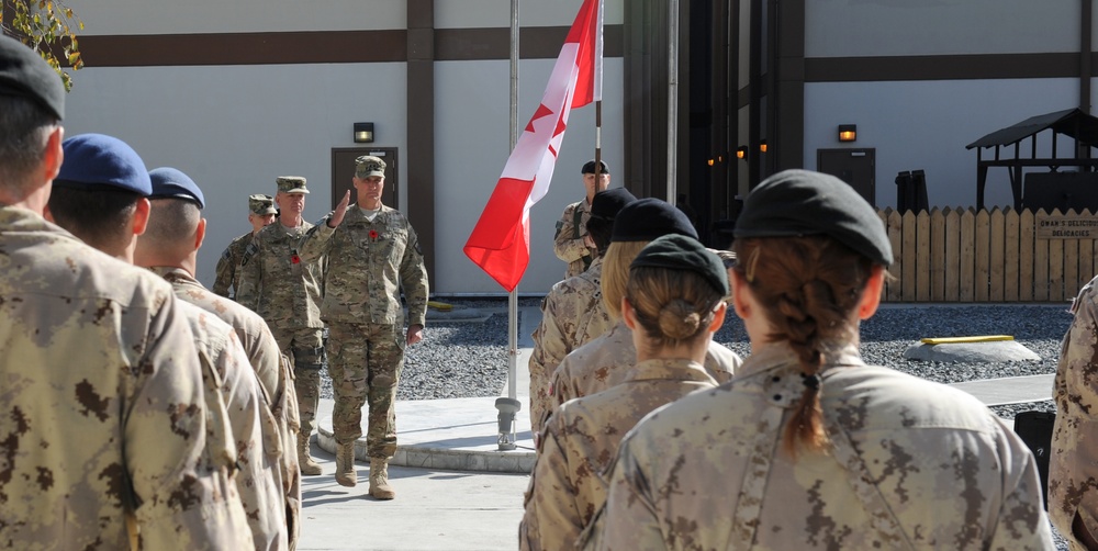 Coalition forces mark Remembrance Day at New Kabul Compound