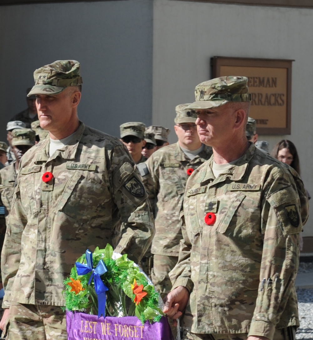 Coalition forces mark Remembrance Day at New Kabul Compound