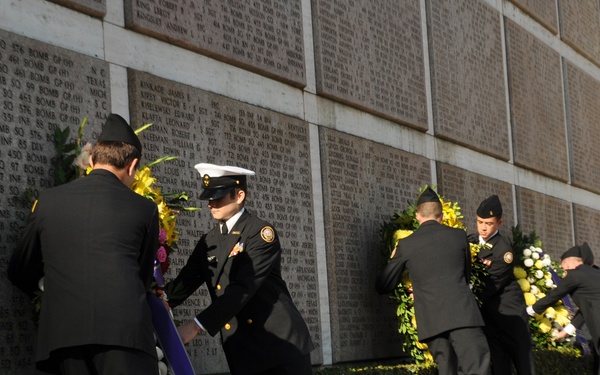 Navy JrROTC cadets lay wreathes at Florence American Cemetery